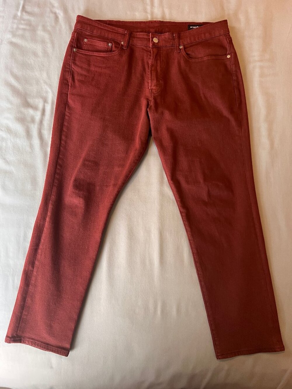Bonobos Men's Travel Jeans 36x30 Rust Red Cinnamon Athletic Stretch
